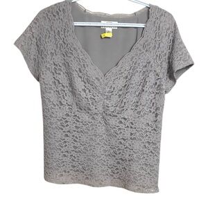 Talbots Petite, Vintage,  Lacy,  Light Grey, Lined Formal Wear Top